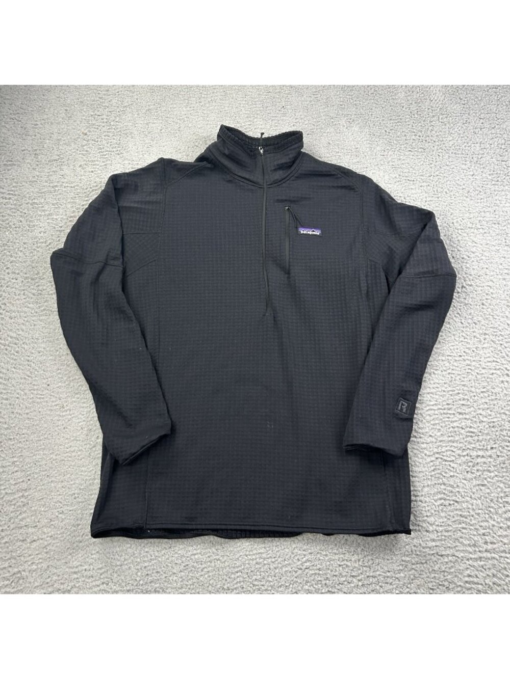Patagonia R1 Pullover Men XL Black 1/4 Zip Fleece Baselayer Regulator Hiking VTG